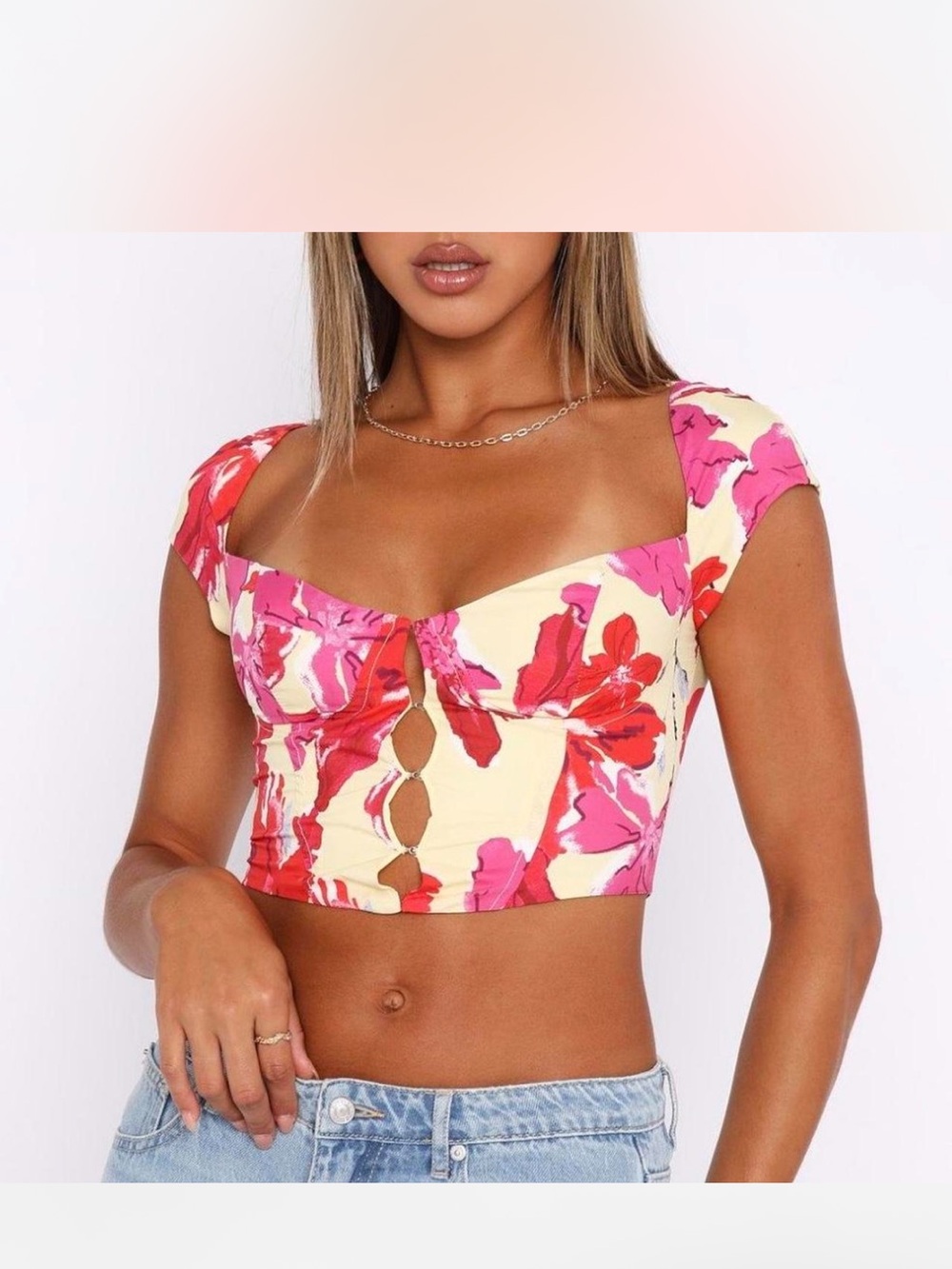NWT White Fox Boutique Spring Fling Bustier Lemon Wildflower